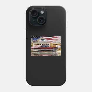 Cartoon Classic Old American Speeding Car with American Flag Phone Case