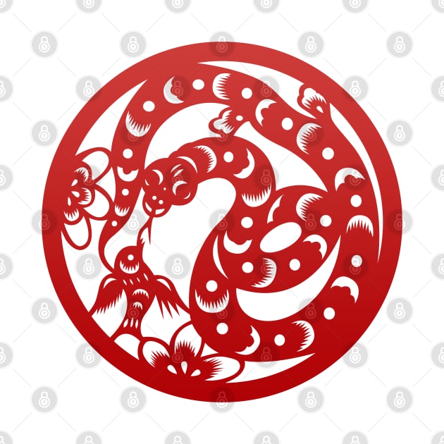Chinese Zodiac Snake in Red by Takeda_Art