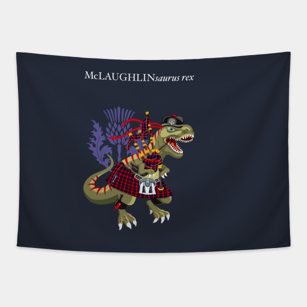 Clanosaurus Rex McLAUGHLINsaurus Rex McLaughlin clan Family Tartan Tapestry by BullShirtCo