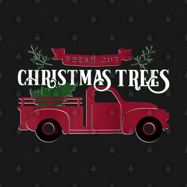 Fresh Cut Christmas Trees - Vintage Pick up truck - Raglan Baseball by Origami Fashion