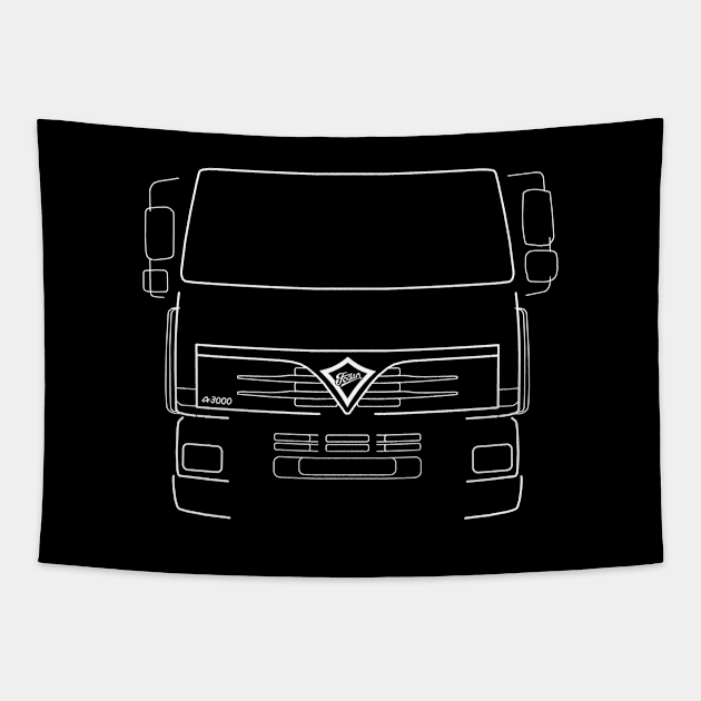 Classic Foden Alpha 3000 lorry white outline graphic Tapestry by soitwouldseem