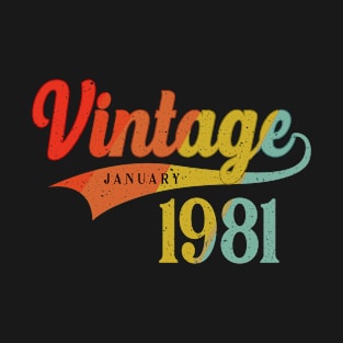 January 1981 Birthday Vintage January 1981 Awesome T-Shirt