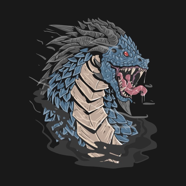 dragon head - blue colour - angry face - dragon boat festival by Spring Moon