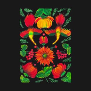 Floral Pattern of Petrykiwka Painting. Ukrainian print. T-Shirt