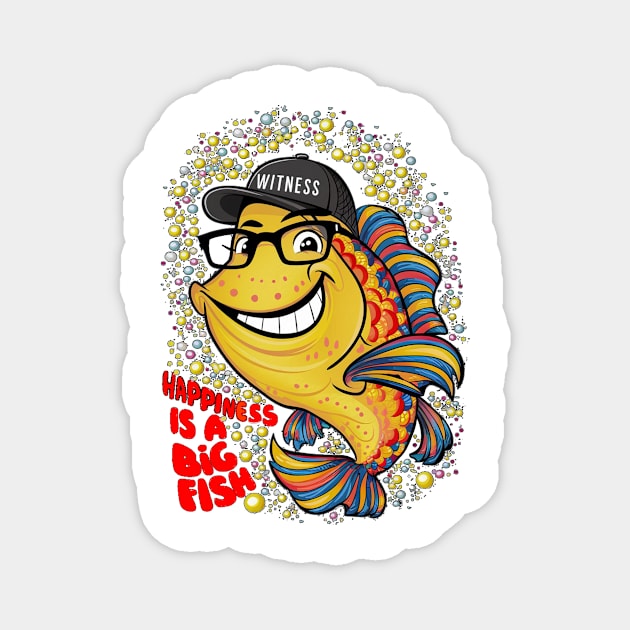 Happiness is a big fish Magnet by alby store