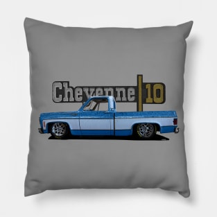 1973 Slammed Blue Chevy C10 Cheyenne Squarebody Truck Pillow