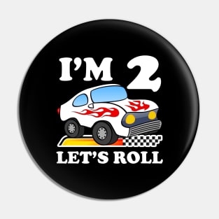 Kids Birthday Boy 2 Two Race Car Pin