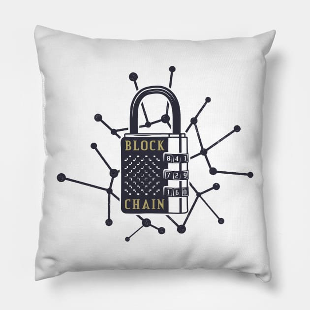 Blockchain Padlock Pillow by CryptoTextile