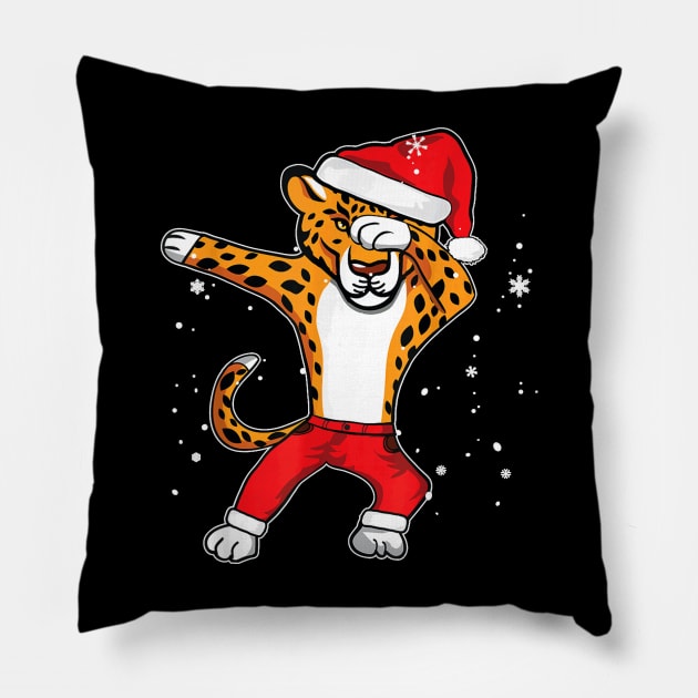 Dabbing Panther Cheetah Christmas     Dab Cat Xmas Pillow by Activate