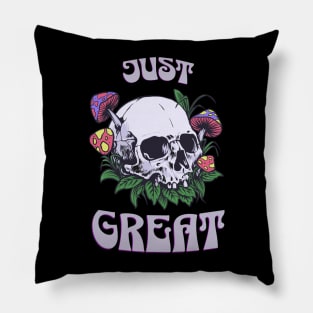 Skull And Mushrooms In The Wild Pillow