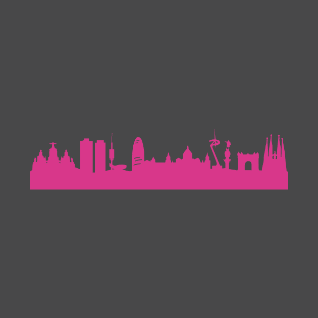 Barcelona skyline pink by 44spaces