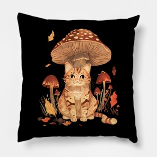 Cottagecore Aesthetic Cat Flowers Pillow