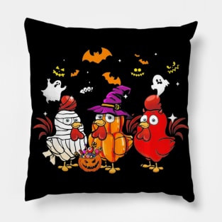 Funny Three Chicken Halloween Shirt gifts Pillow