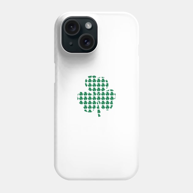 Pocket Size Green Shamrocks Pattern Phone Case by ellenhenryart