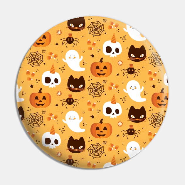 Halloween Ghosts, Cats, and Pumpkins Pin by edwardechoblue