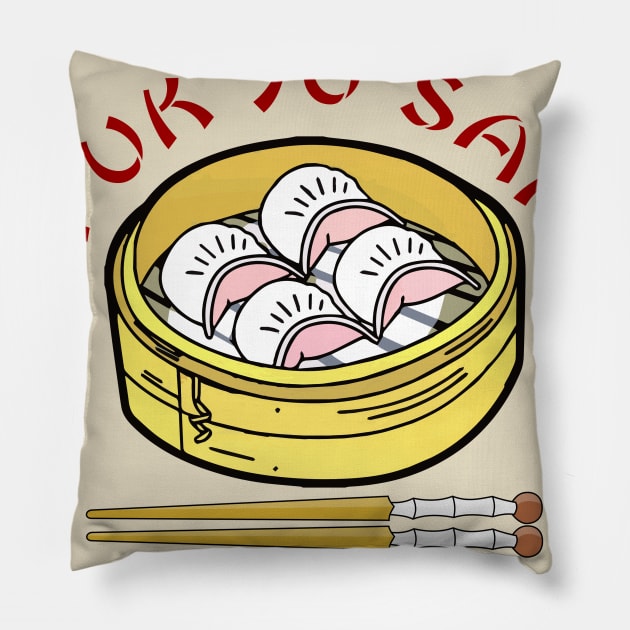 Fuk Yu San Dumpling House Pillow by lilmousepunk