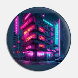 Neon Hotel in the cyberpunk Pin