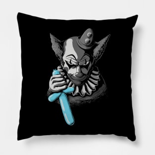 Clowns Are Evil - Black and White (and Blue) Pillow