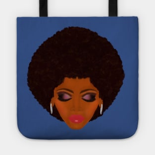 Classic Afro and Purple Smokey Eyes (Royal Blue Background) Tote