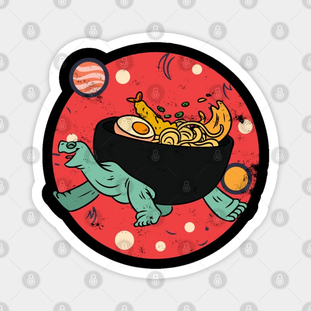 Kawaii Tortoise Ramen Noodles Space Otaku Ramen Bowl Turtle Magnet by alcoshirts