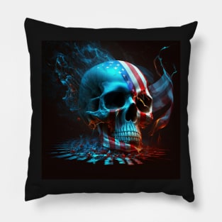 American Flag and Skull Art Pillow
