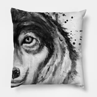 Half-Faced Wolf Close-up Pillow