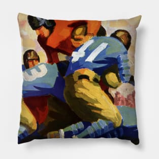 Vintage Sports, Football Players in a Game Pillow