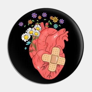 Floral Broken Heart Pin