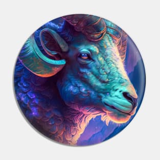 Ram Animal Portrait Painting Wildlife Outdoors Adventure Pin