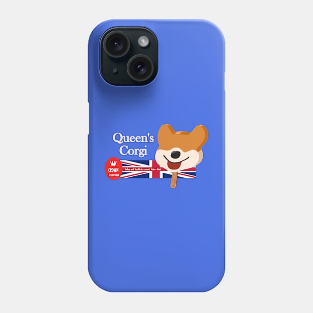 Crown Ice Cream Ad: Queen's Corgi Toffee and Vanilla Ice Cream Phone Case by Slabafinety