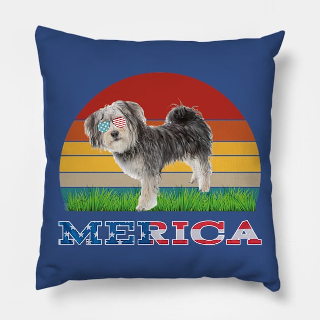 Merica Morkie  Dog Lover Owner Gift Pillow by madani04