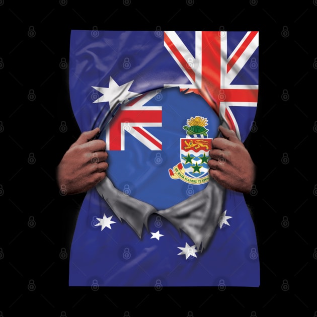 Cayman Islands Flag Australian Flag Ripped Open - Gift for Caymanian From Cayman Islands by Country Flags