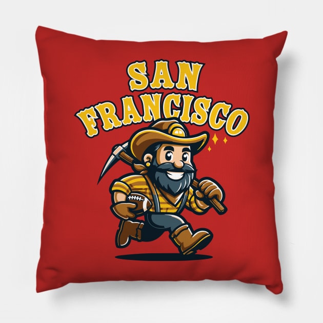 San Francisco Gold Digger Football Tee: Embrace California Spirit & Gridiron Passion - Perfect for Football Lovers Pillow by CC0hort