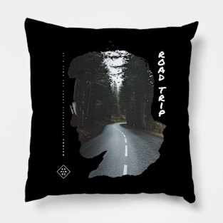 Forest Road Silhouette Pillow