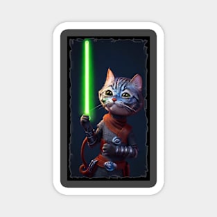 Fun Cat Print ~ AI Art ~ Fantasy Cat ~ Sci-fi Cat ~ Cats with Lightsabers Magnet