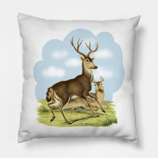 Deers Colorful Illustration Pillow
