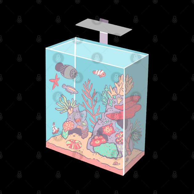 Isometric Coral Reef Tank with Fish by narwhalwall