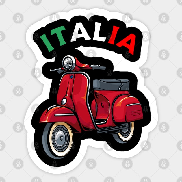 Sticker Red moped