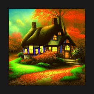 Fantasy Green House In a Greenery Scene, Fantasy Cottagecore artwork T-Shirt