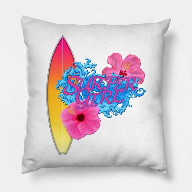 Surfer Girl Pillow by Packrat