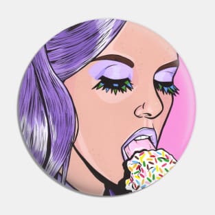 Purple Ice Cream Girl Pin