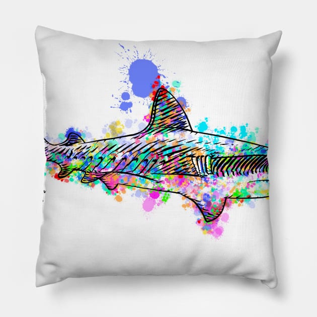 WATERCOLOR SHARK Pillow by lautir