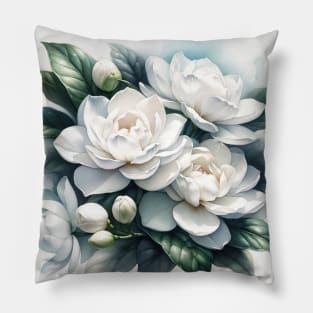 Vibrant Gardenia Decor - Watercolor Flower Pillow