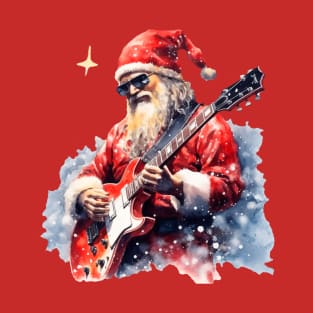 Christmas ,Santa Claus with Guitar,Rock and Roll T-Shirt