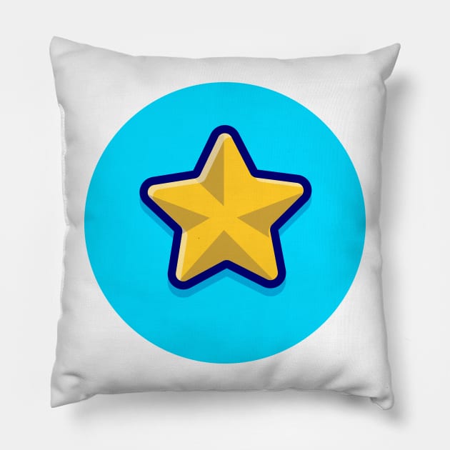 Gold Star Cartoon Vector Icon Illustration (2) Pillow by Catalyst Labs