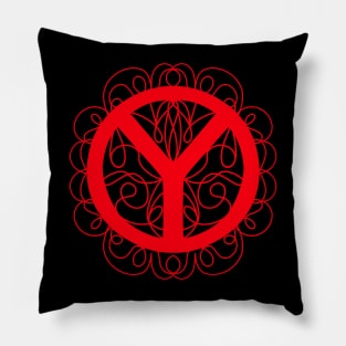 RED Decorative Peace Activist Symbol Pillow