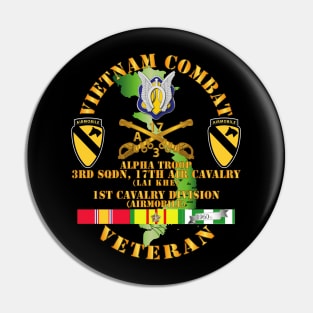 Vietnam Combat Cavalry Vet w Alpha Troop - 3rd Sqn 17th Air Cav Lai Khe - 1st Cav Div SSI Pin