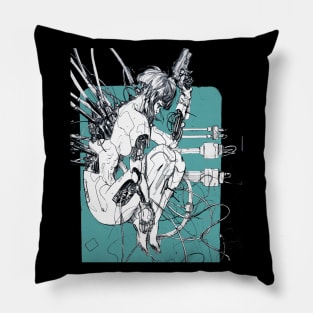 Cyberpunk Ghost Cyborg Girl Pillow