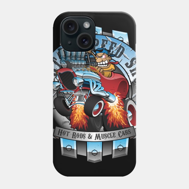 Custom Speed Shop Hot Rods and Muscle Cars Illustration Phone Case by hobrath