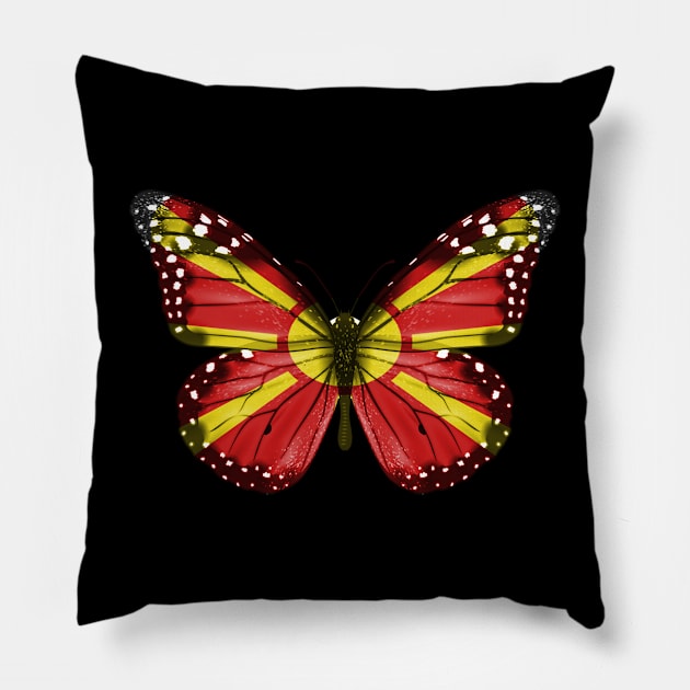 Macedonian Flag  Butterfly - Gift for Macedonian From Macedonia Pillow by Country Flags